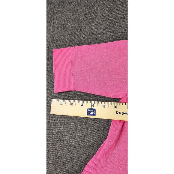 Merona womens cardigan sz L mid sleeve button up hot pink summer barbie - Picture 7 of 8